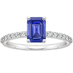 Aus der Erde Abgebauter Natürlicher Diamant-Verlobungsring & smaragdblauer Saphir 4,25 Karat