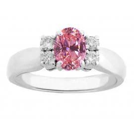 Diamant mit rosa Saphir Edelsteinring 2.10 Karat Weißgold 14K