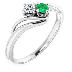 Diamant runder grüner Smaragd-Bypass-Fassungsring 1,50 Karat