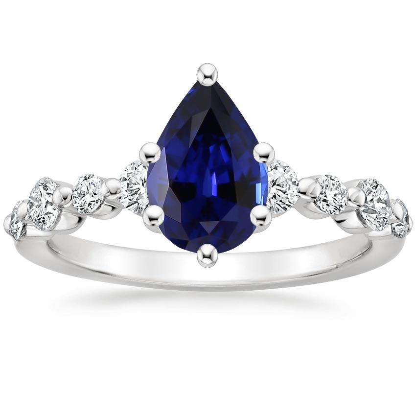 Diamant- und Birnenblauer Saphir-Verlobungsring mit Akzenten 6,75 Karat - harrychadent.de