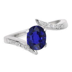 Aus der Erde Abgebauter Natürlicher Diamant- und Saphir-Verlobungsring Oval Tension Style 2,50 Karat