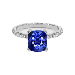 Aus der Erde Abgebauter Natürlicher Diamant und srilankischer Saphir-Verlobungsring 2,50 Karat Gold 14K