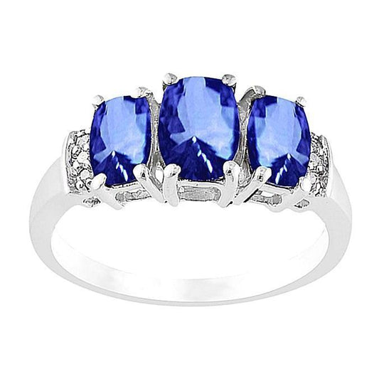 Diamanten Ceylon Saphir 5,26 Karat Ehering Gold Weiß 14K - harrychadent.de