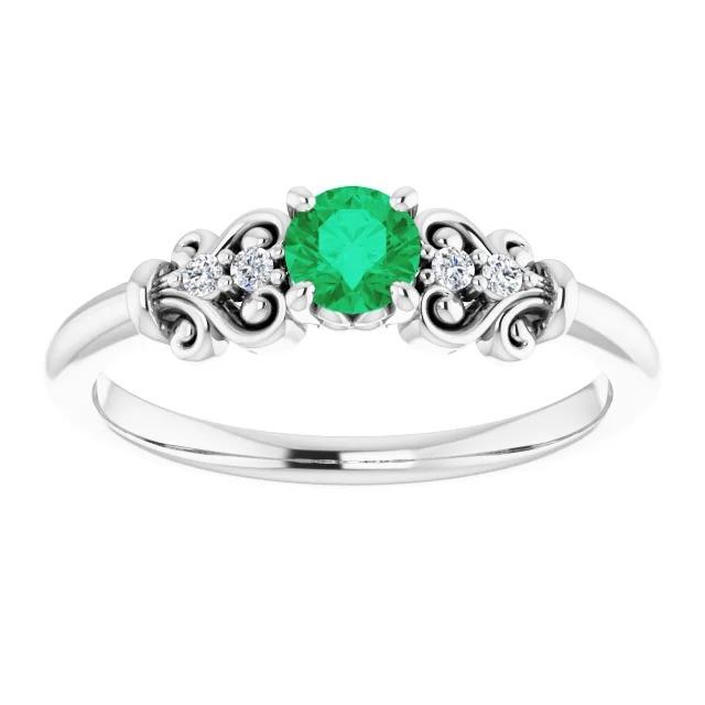 Diamantring 1,10 Karat grüner Smaragd Vintage Style Schmuck - harrychadent.de