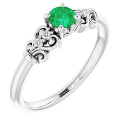 Diamantring 1,10 Karat grüner Smaragd Vintage Style Schmuck