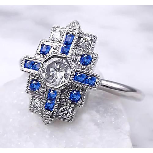 Diamantring 2,50 Karat Antik-Stil Ceylon Blauer Saphir - harrychadent.de