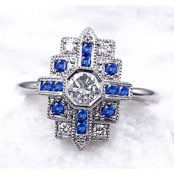 Aus der Erde Abgebauter Natürlicher Diamantring 2,50 Karat Antik-Stil Ceylon Blauer Saphir