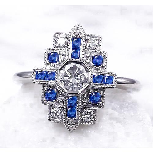 Diamantring 2,50 Karat Antik-Stil Ceylon Blauer Saphir - harrychadent.de