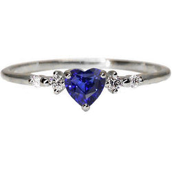 Aus der Erde Abgebauter Natürlicher Diamantring Herz Blauer Saphir 5 Stein 1,25 Karat Goldschmuck