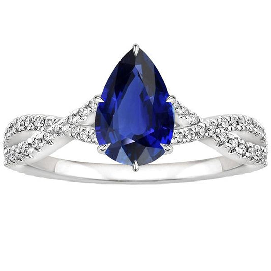 Diamantring Infinity-Stil mit Akzenten blauer Saphir 3.50 Karat - harrychadent.de