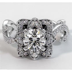 Aus der Erde Abgebauter Natürlicher Diamantring Lotusblume 2.50 Karat 4 Krappenfassung Weißgold