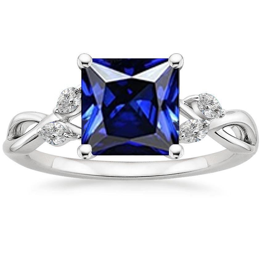 Diamantring Prinzessin Blauer Saphir & Birne Diamantakzente 5.25 Karat - harrychadent.de