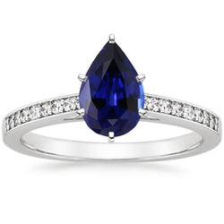 Aus der Erde Abgebauter Natürlicher Diamantring Solitaire Birne Ceylon Saphir mit Akzenten 7,25 Karat