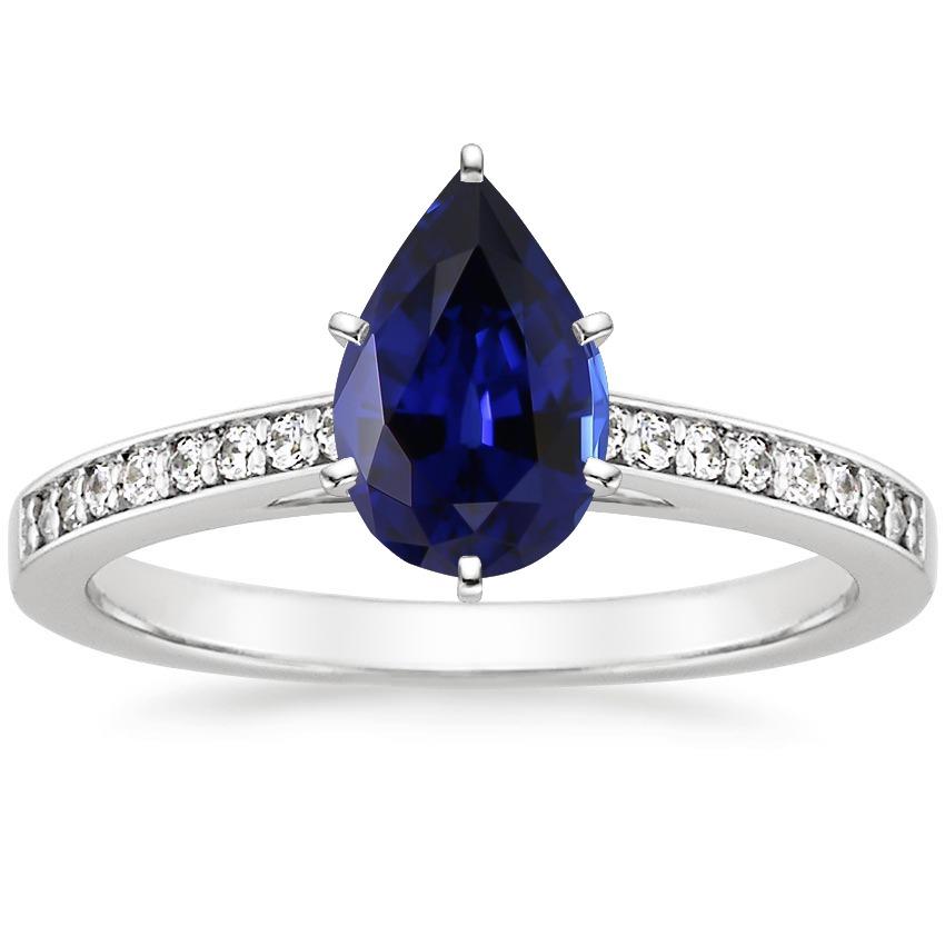 Diamantring Solitaire Birne Ceylon Saphir mit Akzenten 7,25 Karat - harrychadent.de