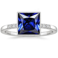 Diamantring mit Akzenten Vintage Style Blauer Saphir 5,25 Karat