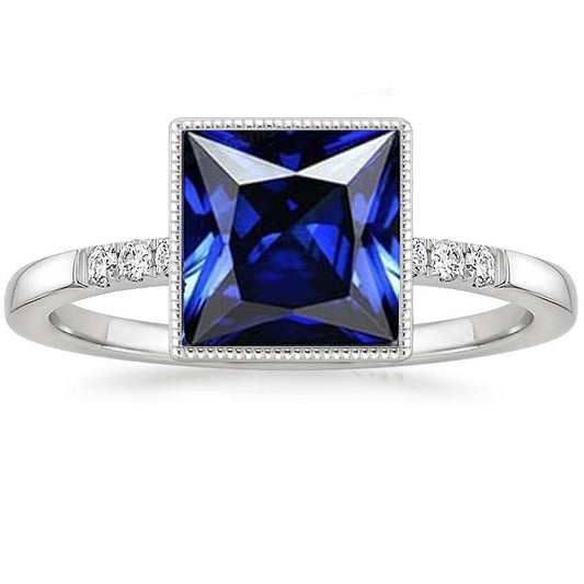 Diamantring mit Akzenten Vintage Style Blauer Saphir 5,25 Karat - harrychadent.de