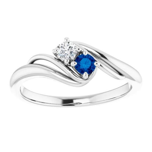 Diamantrunder blauer Saphir-Bypassfassungsring 1,50 Karat - harrychadent.de