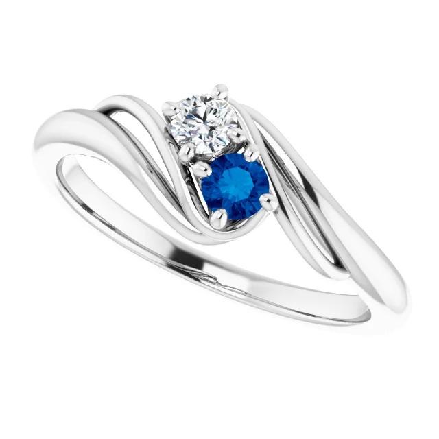 Diamantrunder blauer Saphir-Bypassfassungsring 1,50 Karat - harrychadent.de