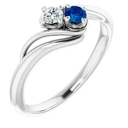 Diamantrunder blauer Saphir-Bypassfassungsring 1,50 Karat