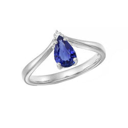 Aus der Erde Abgebauter Natürlicher Diamantschmuck Birne Ceylon Saphir Jubiläumsring 1,25 Karat