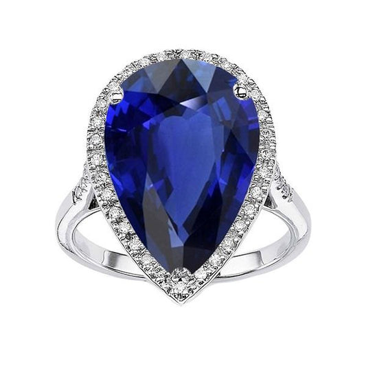 Diamantschmuck Halo Oval Ceylon Saphir Ring 7,50 Karat - harrychadent.de