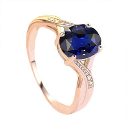 Aus der Erde Abgebauter Natürlicher Diamantschmuck Oval Cut Deep Blue Saphir Ring 3 Karat