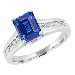 Aus der Erde Abgebauter Natürlicher Diamantschmuck Smaragd Ceylon Saphir Ring & Akzente 2,50 Karat