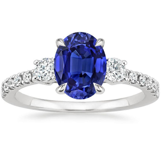 Diamantschmuck Solitär mit Akzenten Ring Blauer Saphir 4,50 Karat - harrychadent.de