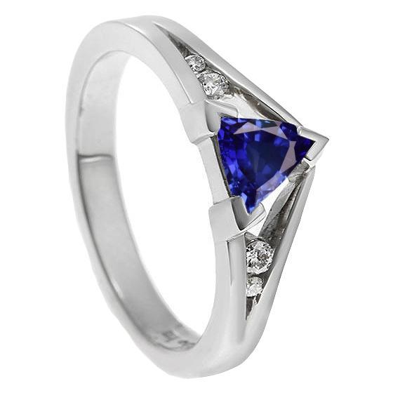 Diamantschmuck Trillion Blauer Saphir Ring 1,25 Karat 5 Steine Stil - harrychadent.de