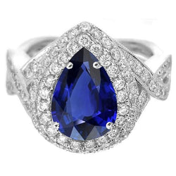 Double Halo Verlobungsring Ceylon Saphir & Aus der Erde Abgebauter Natürlicher Diamanten 6,50 Karat