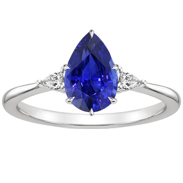 Drei-Stein-Edelstein-Ring Birne Ceylon Saphir & Diamanten 4,25 Karat - harrychadent.de