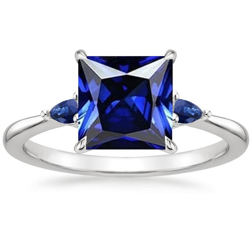 Drei-Stein-Edelstein-Ring Prinzessin & Birne Ceylon Saphire 5,25 Karat - harrychadent.de