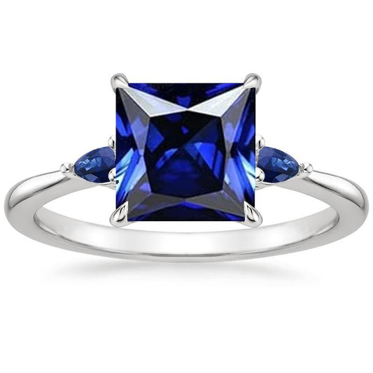 Drei-Stein-Edelstein-Ring Prinzessin & Birne Ceylon Saphire 5,25 Karat - harrychadent.de