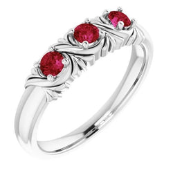 Drei-Stein-Ring 0,60 Karat Antik-Stil Rubin Damen Schmuck