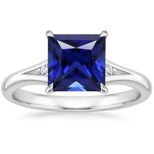 Drei Steine, Blauer Saphir und Diamant 5,25 Karat Prinzessin - harrychadent.de