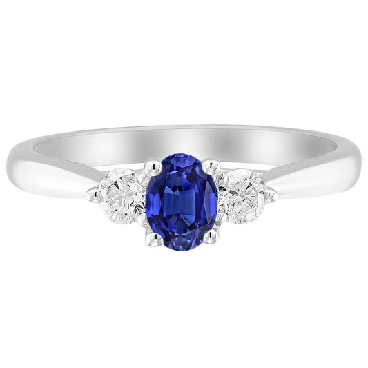 Drei-Steine-Jubiläumsring Oval Tiefblauer Saphir 3.50 Karat - harrychadent.de