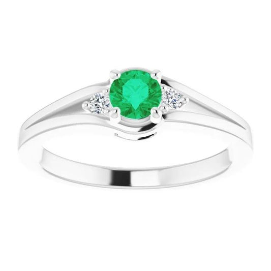 Drei Steine Ring 0.85 Karat Diamant Und Grüner Smaragd Damen Schmuck - harrychadent.de