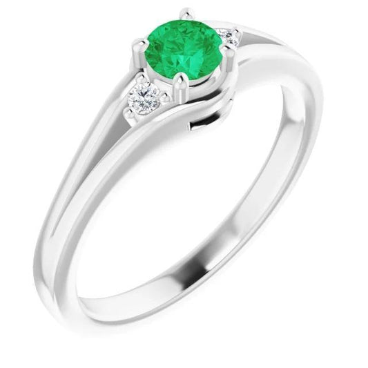 Drei Steine Ring 0.85 Karat Diamant Und Grüner Smaragd Damen Schmuck - harrychadent.de