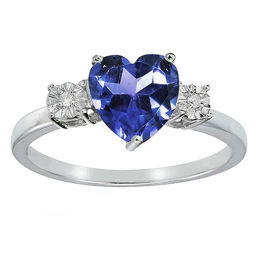 Drei-Steine-Ring Herzform Blauer Saphir Rund & Diamanten 8 Karat - harrychadent.de