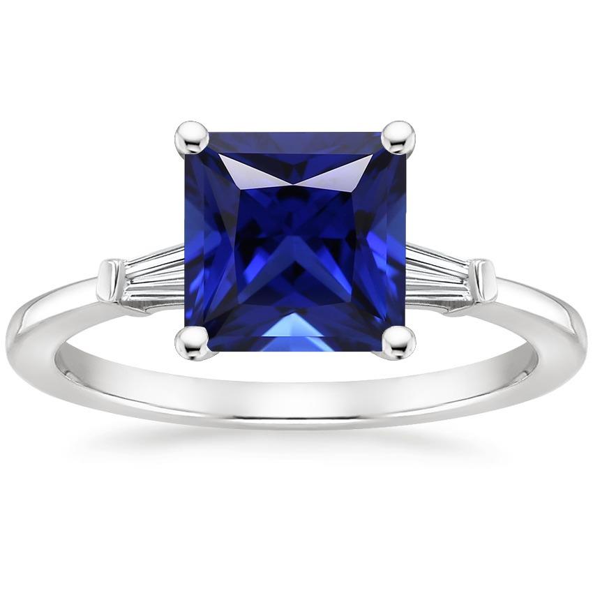 Drei-Steine-Ring Princess Blue Saphir & Baguette Diamanten 5,25 Karat - harrychadent.de