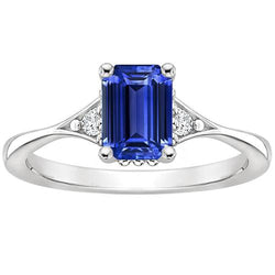 Drei-Steine-Ring Smaragd Sri Lanka Saphir & Aus der Erde Abgebauter Natürlicher Diamant 3,50 Karat