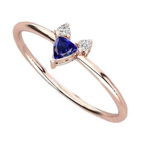 Drei Steine Ring Trillion Blauer Saphir 0,75 Karat Roségold Schmuck - harrychadent.de