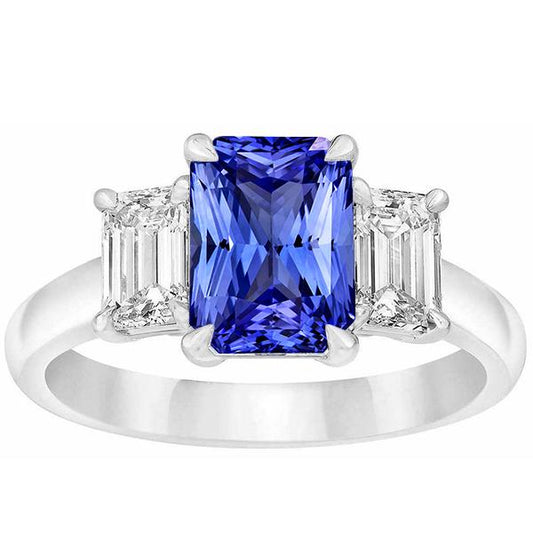 Drei Steine Smaragd Diamant & Ceylon Saphir Ring 3 Karat Krappenset - harrychadent.de