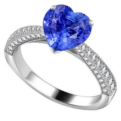 Edelstein Blauer Saphir Ring 4 Karat Mehrreihig Pave Aus der Erde Abgebauter Natürlicher Diamants