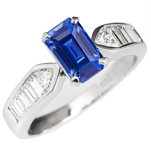 Edelstein Blauer Saphir Ring Trillion & Baguettes Akzent 3,50 Karat - harrychadent.de