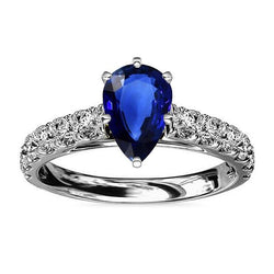 Edelstein Ceylon Saphir Verlobungsring & Aus der Erde Abgebauter Natürlicher Diamanten 3 Karat Gold