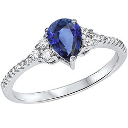 Edelstein-Ehering Blauer Saphir & Pavé-Set Aus der Erde Abgebauter Natürlicher Diamanten 3 Karat