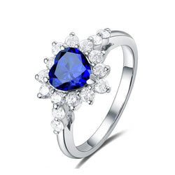 Edelstein Halo Heart Blauer Saphir & Aus der Erde Abgebauter Natürlicher Diamant Ring Star Style 3 Karat