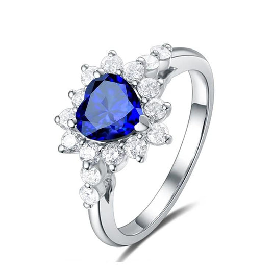 Edelstein Halo Heart Blauer Saphir & Diamant Ring Star Style 3 Karat - harrychadent.de