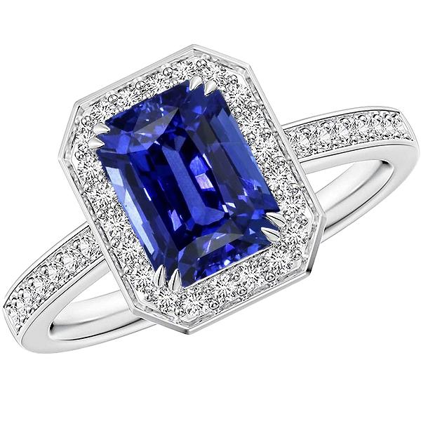 Edelstein Halo Radiant Blue Saphir Ring Krappenbesatz Diamanten 5 Karat - harrychadent.de